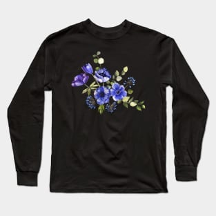 Blue Flowers Long Sleeve T-Shirt